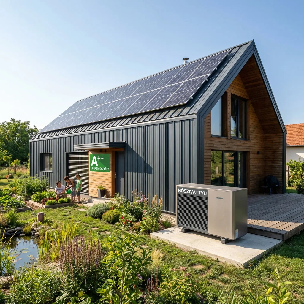 Energiahatékony acálvázas ház napelemekkel és hőszivattyúval – nZEB szintű fenntartható könnyűszerkezetes épület