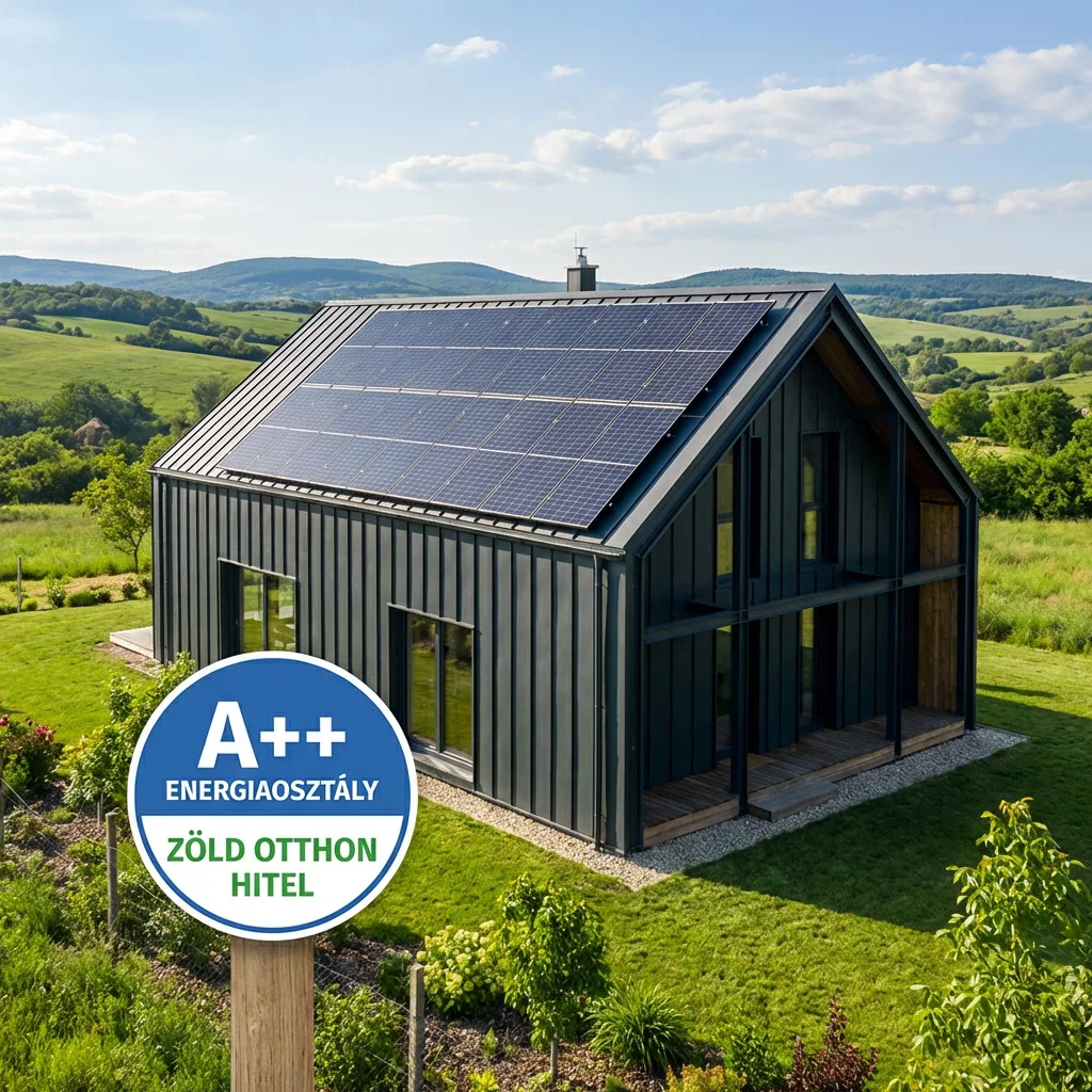 Zöld lakáshitel acélvázas energiahatékony házhoz – A++ energiaosztályú könnyűszerkezetes ház napelemekkel