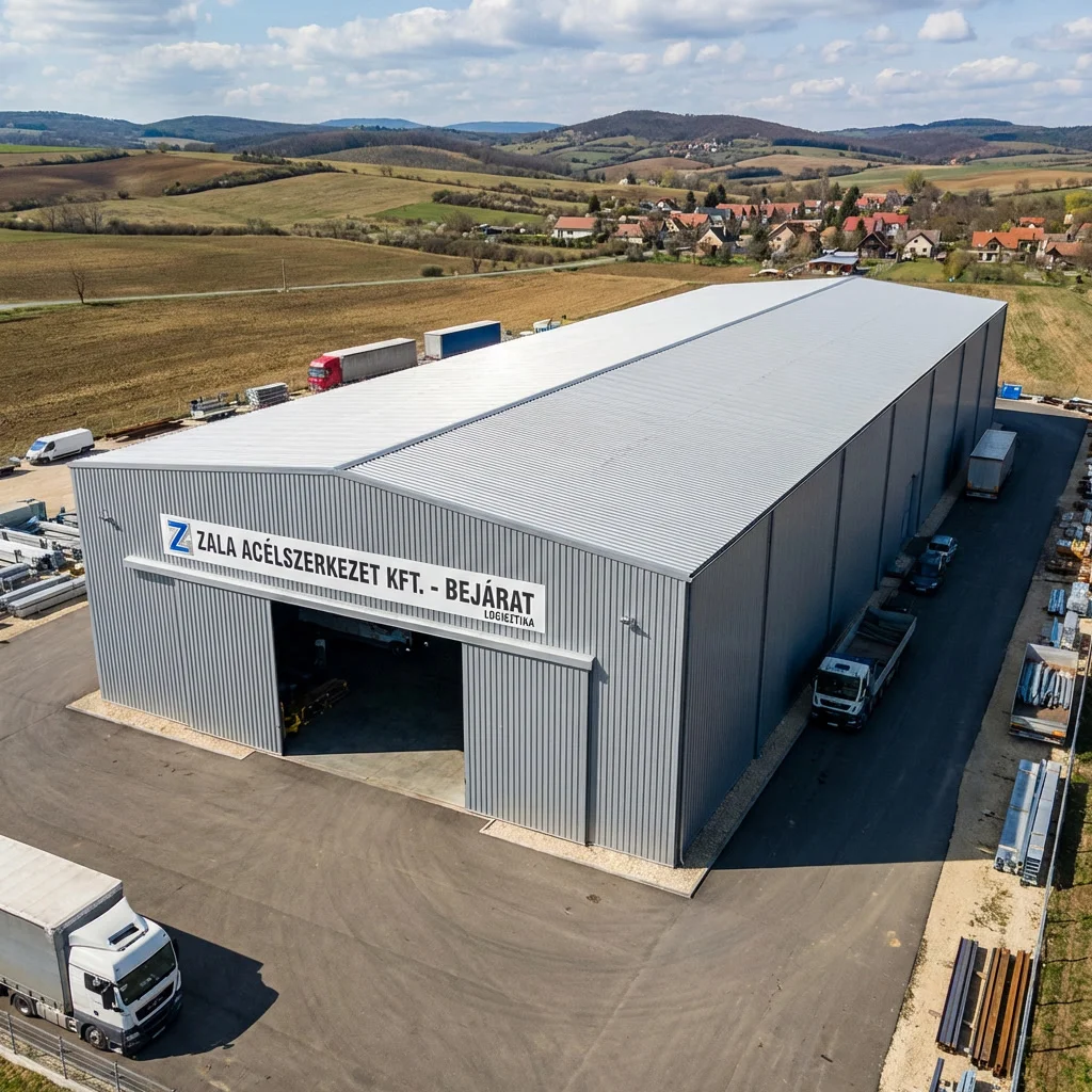 2000 m² acélszerkezetes ipari csarnok Zala megye