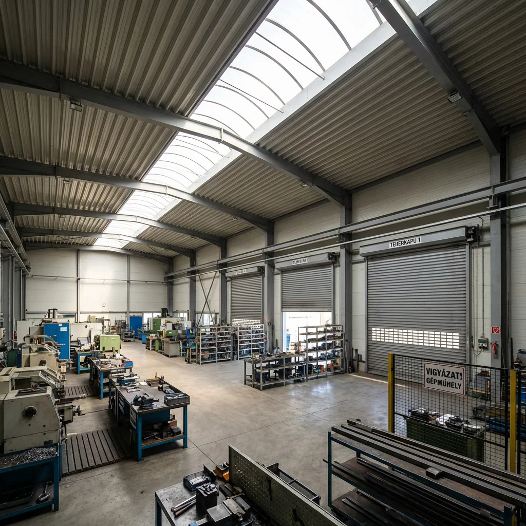 Acélvázas gépcsarnok 500 m² alapterülettel