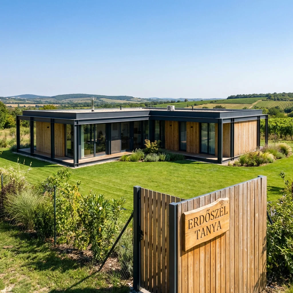 120 m² L-alaprajzú acélszerkezetes ház