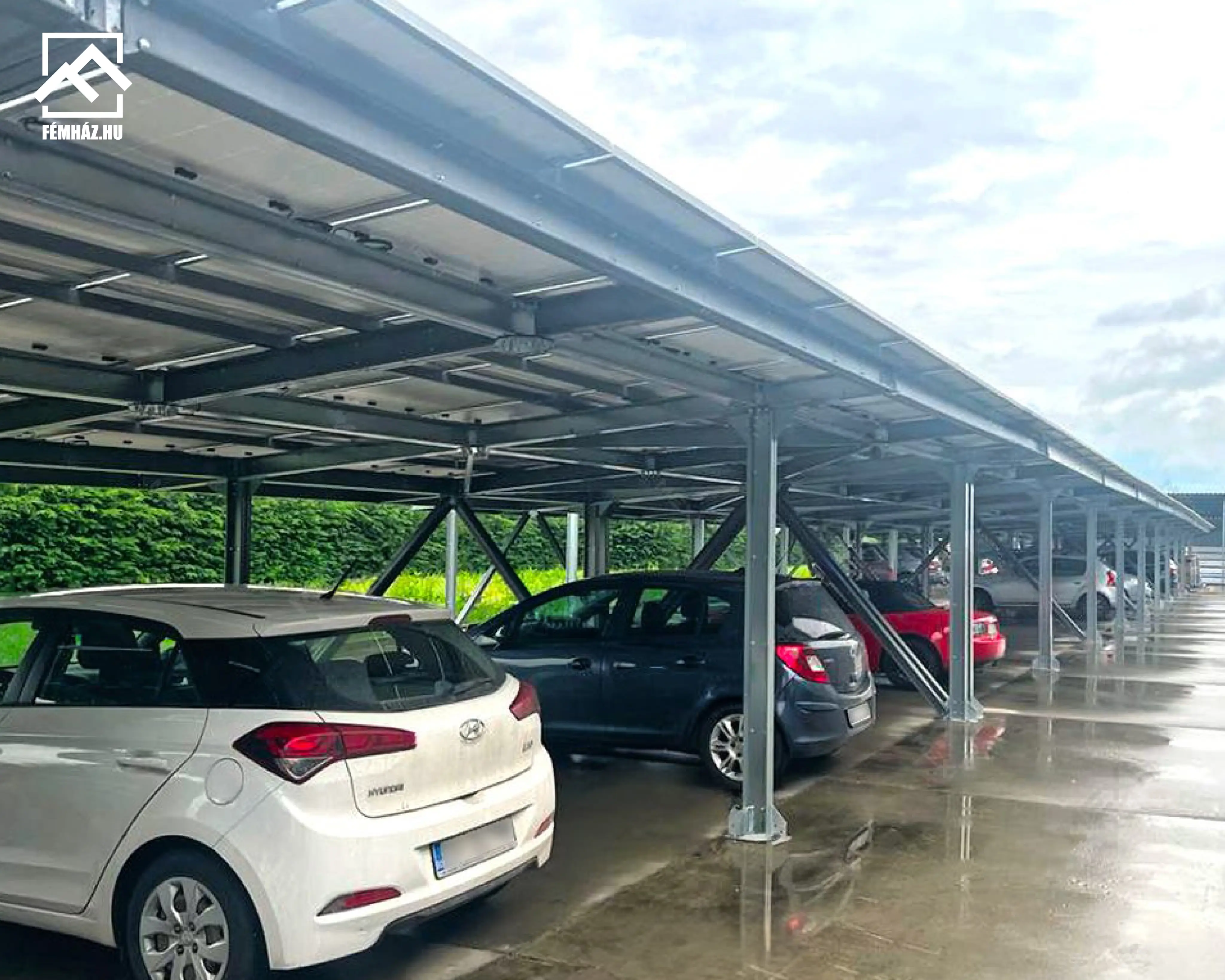 Acélszerkezetes carport – fedett gépjárműtároló